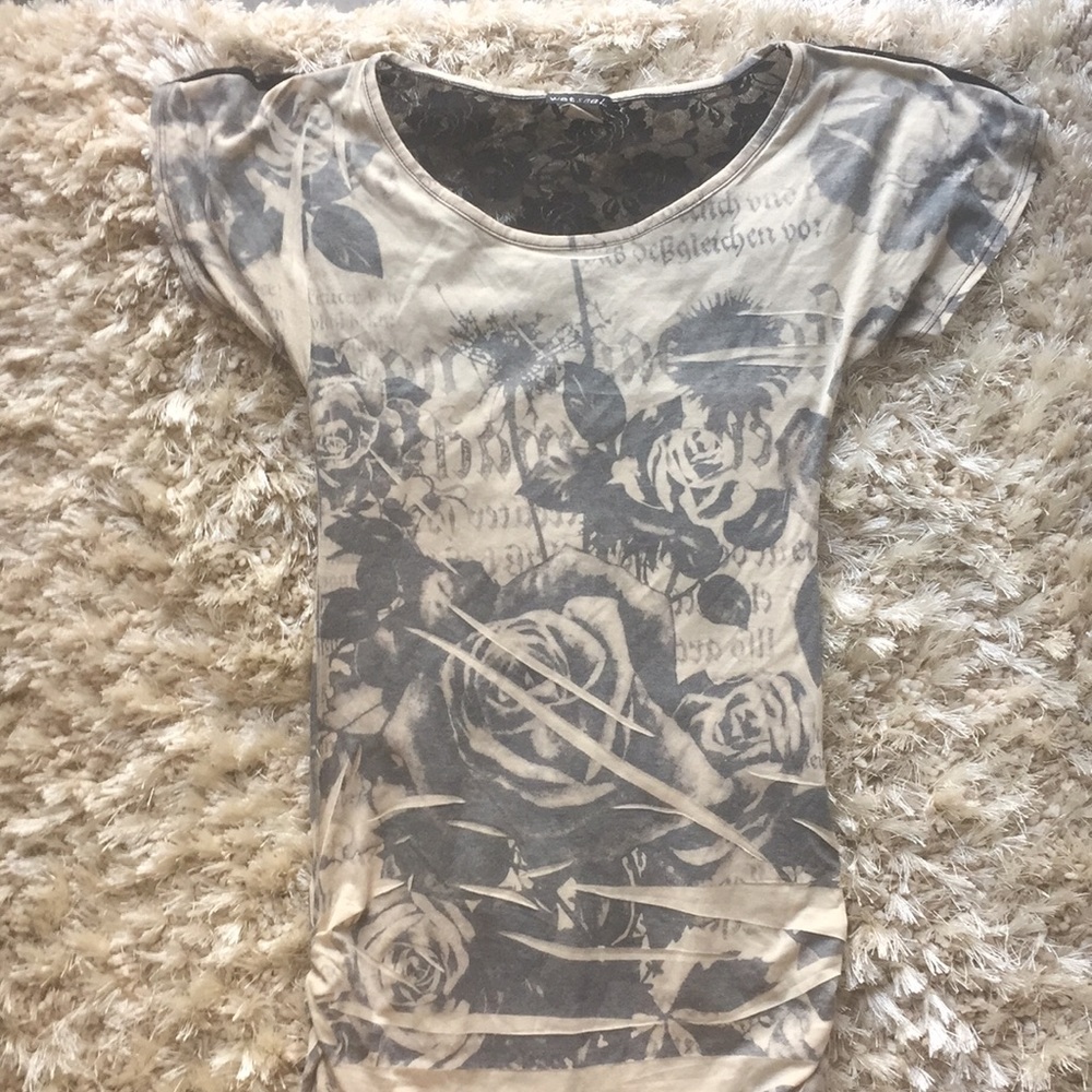 rose and lace detailed blouse size small
